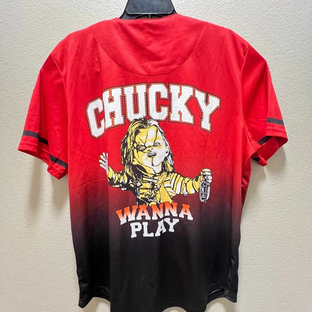 Chucky Baseball Jersey Kids Large‎ Red Black Gradient Wanna Play Horror Movie L